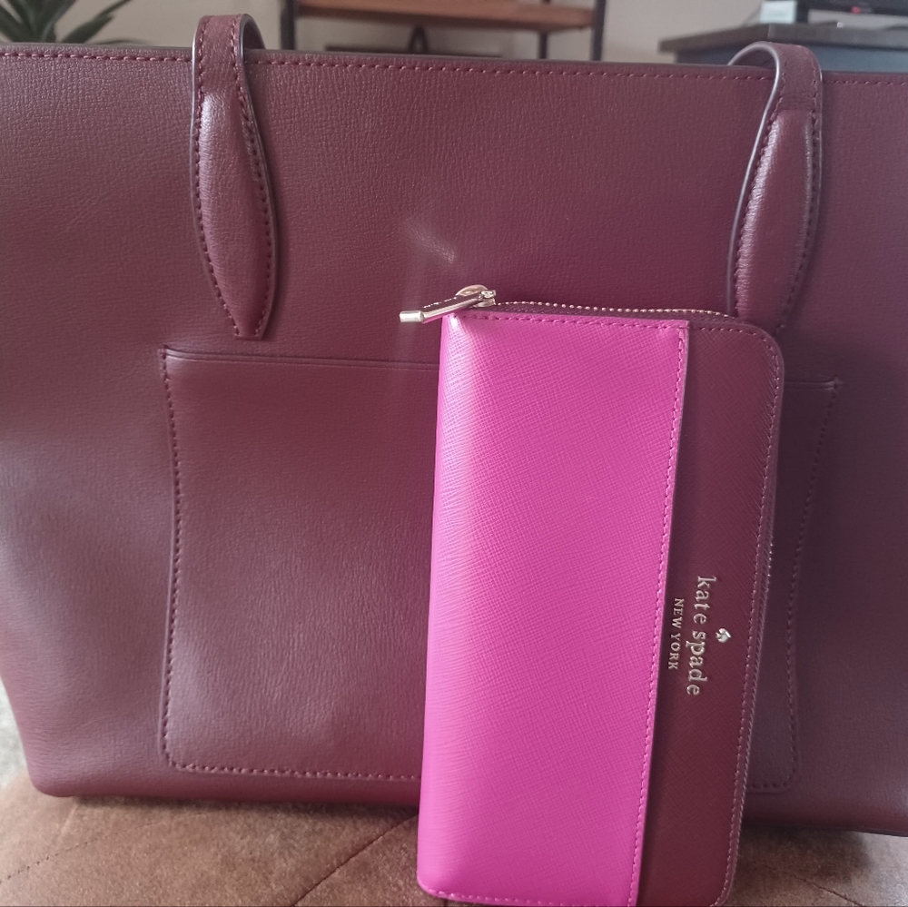 Kate Spade New York Large Adel Tote Bag with matching leather wallet